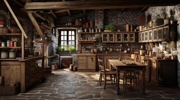 AI generated Rustic Farmhouse interior design photo