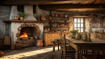 AI generated Rustic Farmhouse interior design photo