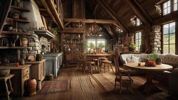 AI generated Rustic Farmhouse interior design photo