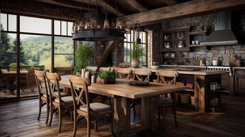 AI generated Rustic Farmhouse interior design photo