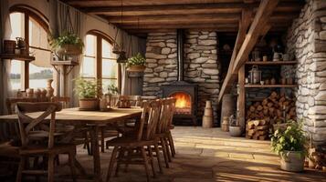 AI generated Rustic Farmhouse interior design photo