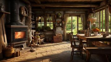 AI generated Rustic Farmhouse interior design photo