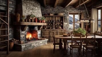 AI generated Rustic Farmhouse interior design photo