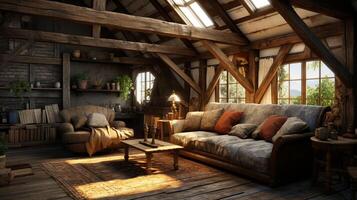 AI generated Rustic Farmhouse interior design photo