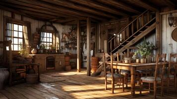 AI generated Rustic Farmhouse interior design photo