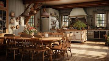 AI generated Rustic Farmhouse interior design photo