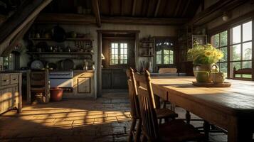 AI generated Rustic Farmhouse interior design photo