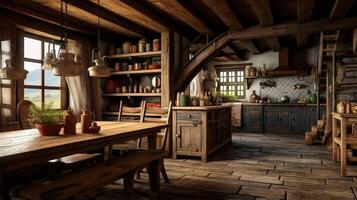 AI generated Rustic Farmhouse interior design photo