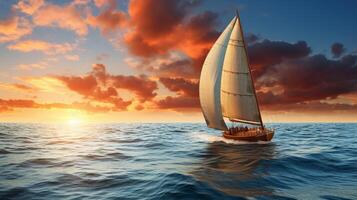 AI generated Sailboat on the Ocean Background photo