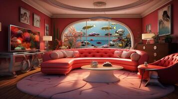 AI generated Salmon living room design photo