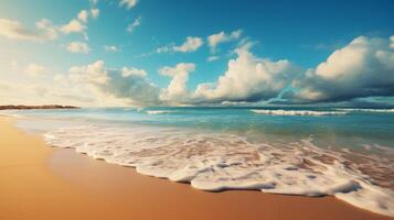 AI generated Sandy Beach Landscape Background photo