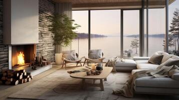 AI generated Scandinavian Interiors background photo