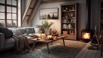 AI generated Scandinavian Interiors background photo