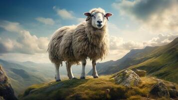 AI generated a sheep is standing in a field with other sheep photo