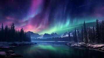 AI generated Sky with Aurora Borealis Background photo