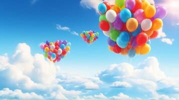 AI generated Sky with Balloons Background photo