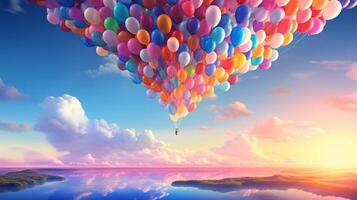 ai generado cielo con globos antecedentes foto