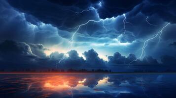 AI generated Sky with Lightning Background photo