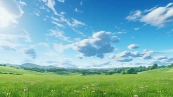 AI generated Sky with Meadow Background photo