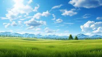 AI generated Sky with Meadow Background photo