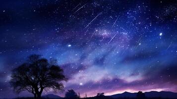 AI generated Sky with Meteor Shower Background photo