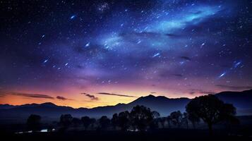 AI generated Sky with Meteor Shower Background photo