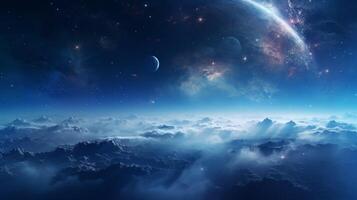 AI generated Sky with Space Mysteries Background photo