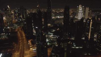 Drone flight over the night city of Dubai video