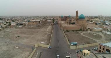 Drone flight at dawn over the old city in Bukhara video