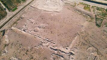 Drone over archaeological sites in the desert video