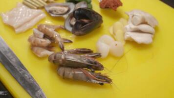 Mollusks, oysters, curves for Japanese cuisine video