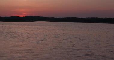 Quiet lake in calm weather during sunset video