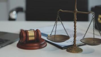 Lawyer, legal advisor, businessman brainstorming information on agreement details Business contracts in legal processing books for accuracy in contract documents. joint financial investment. video