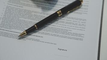 Business and lawyers discussing contract papers with brass scale on desk in office. Law, legal services, advice, justice and law concept picture with film grain effect video