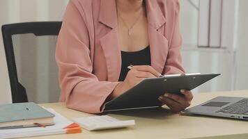 Audit concept,Administrator business man financial inspector and secretary making report calculating balance. Internal Revenue Service checking document. video