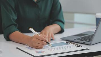 Audit concept,Administrator business man financial inspector and secretary making report calculating balance. Internal Revenue Service checking document. video