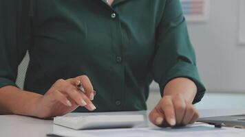 Audit concept,Administrator business man financial inspector and secretary making report calculating balance. Internal Revenue Service checking document. video