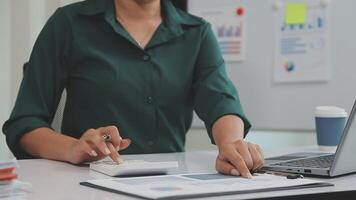Audit concept,Administrator business man financial inspector and secretary making report calculating balance. Internal Revenue Service checking document. video