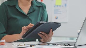 Audit concept,Administrator business man financial inspector and secretary making report calculating balance. Internal Revenue Service checking document. video