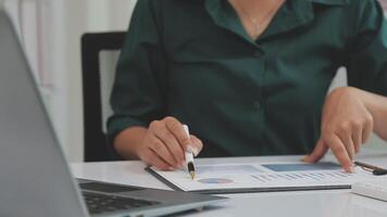 Audit concept,Administrator business man financial inspector and secretary making report calculating balance. Internal Revenue Service checking document. video
