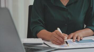Audit concept,Administrator business man financial inspector and secretary making report calculating balance. Internal Revenue Service checking document. video