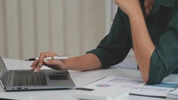 Audit concept,Administrator business man financial inspector and secretary making report calculating balance. Internal Revenue Service checking document. video