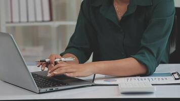 Audit concept,Administrator business man financial inspector and secretary making report calculating balance. Internal Revenue Service checking document. video