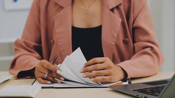 Audit concept,Administrator business man financial inspector and secretary making report calculating balance. Internal Revenue Service checking document. video