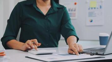 Audit concept,Administrator business man financial inspector and secretary making report calculating balance. Internal Revenue Service checking document. video