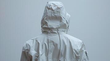 AI generated Close-up of minimalist white jacket on plain background photo