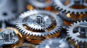 AI generated Close-up of precision machine gears and cogs photo