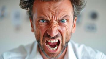 AI generated Angry man expressing frustration and rage in close-up photo