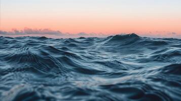 AI generated Serene ocean waves at sunset, tranquil nature scene photo