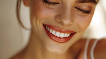 AI generated Radiant Smile of a Joyful Woman in Close-Up photo